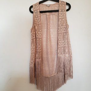 Eyeshadow Crochet fringe boho festival vest